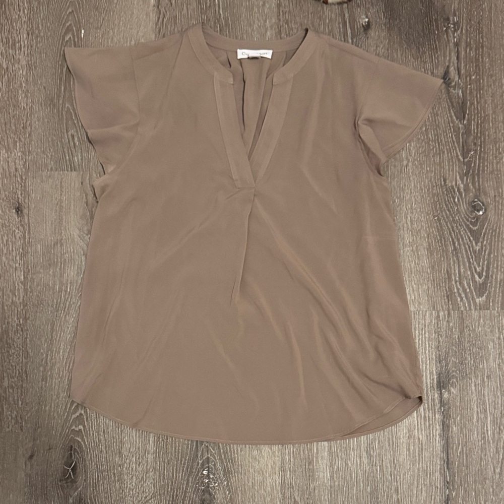 Calvin Klein Taupe V-Neck Blouse